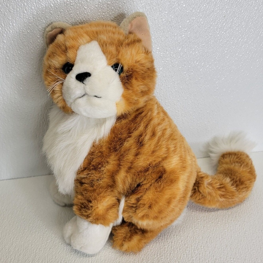 Vintage MTY International Tabby Orange Cat Plush Sitting Blue Eyes